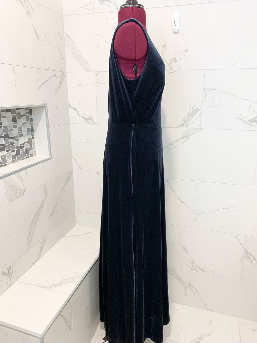 Jenny Yoo Dress V-Neck Navy Velvet Evening Gown 12 - Picture 9 of 15